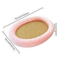 Breathable Cooling Mat with Cushioned Rim Comfortable Bamboo Pet Bed Soft Cooling Pad Long-Lasting for Cats, Summer