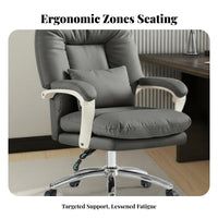 Adjustable Height High-Back Recliner with Footrest Ergonomic Design Luxurious Reclining Chair with Footrest Padded Armrests Swivel Armchair Support for Executives, Distant Workers, Study Room, Bedroom, Relaxing, Leisure Space