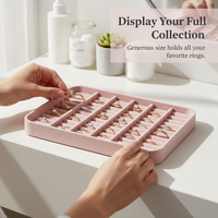Pink Velvet Jewelry Display Tray with Clear Lid for Necklaces, Rings, Bracelets