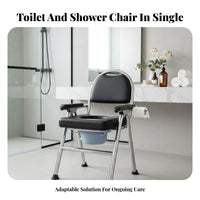 Foldable Adjustable Height Toilet Frame Two-in-Single-Use Commode Chair Multi-Purpose Bathroom Safety Aid Heavy Duty for Women, People with Disabilities, Post-Surgery Patients, Bedside, Home Care, Bedroom
