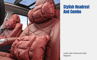 Car Headrest, Genuine Leather Breathable Neck Pillow, All-Season, Soft Cotton Filling, Ergonomic Support