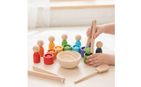 Color Sorting Toy Educational Color Sorting Set Brightly Colored Wooden Peg Doll Set for Young Children, Preschoolers, Homeschool
