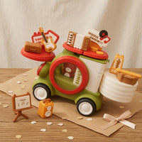 Cute Cartoon Minibus Toy Compact Mini Bus Playset Rounded Traveler Car Toy Molded Surfaces