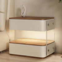 Modern Design Illuminated Nightstand with Wireless Charging Minimalist Aesthetic Illuminated Charging Cabinet Integrated light-emitting diode Lighting Bedside Table tap Control for Homeowners, technology lovers, Students, Home, Apartment, Guest Room