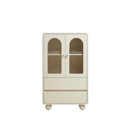 Tall Cabinet with Transparent Doors sturdy Wood Legs for Study, Bedroom, Renters