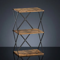 Plant Stand with Wood Shelves for Rustic Decor, 3 Tier Metal Storage Shelves Unit for Home Office, Floor Standing Storage Rack, Assembly Required