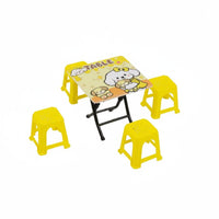Imaginative Play Miniature Folding Table and Chair Set Realistic Design Cartoon Dollhouse Table Set Great Gift Playhouse Furniture for Children, Playroom