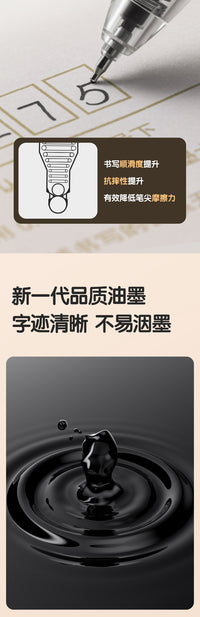 得力刷题笔速干st头按动笔中性笔学生用备考水性笔0.5mm黑色透明考试笔高颜值大容量油墨书写顺滑签字笔 【6支红】速干ST头 0.5mm 其他/other