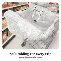 Easy to Fold Shopping Cart Seat Cushion Comfortable Shopping Cart Cover with Cell Phone Holder Soft Padded for Babies, Toddlers