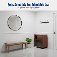 Semi-Enclosed Cat Litter Cabinet, Double-Tier, Odor Control, Water-Resistant, Large Cat Litter Box, PVC Construction
