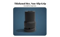 Chrome-Molybdenum Steel 1 Inch Drive Shock Socket Industrial Grade Pneumatic Wrench Socket Head Heat Treated Resistant for Truck Technicians, Mechanics, Auto Repair Professionals, Tire Changing, Garage, Workshop, Construction Site