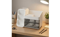 Makeup Organizer with Drawers Desktop Vanity Organizer with Side Cubbies Cosmetic Storage Drawer Unit Divided for Teens