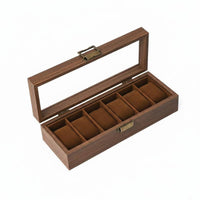 Watch Organizer with Glass Lid Rectangular Watch Box with Glass Lid Multi-Compartment for Men, Countertop