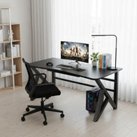 Gaming Desk Built-in Cable Management Carbon Fiber Desk Surface Headphone Hook K-Leg Computer Table for Esports Athletes, Students, Bedroom