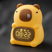 Tap Control Capybara Alarm Clock USB Rechargeable Alarm Clock with Night Light Cute Capybara Night Light Adorable for Children, Students, Bedside Table, Nursery, Desk