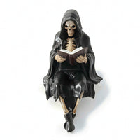 Decorative Cloaked Figure Figurine Fantasy Figurine with Book Detailed Gothic Statue Collectible for Reading Nook