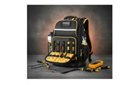 Electrician Tool Organizer Backpack Breathable Padded Back Molded Base Tool Backpack USB Charging Port for Electricians, Technicians