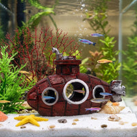 2-Pack Ceramic Aquarium Cave Aquatic Tank Decorations, Weighted Underwater Vessel Aquatic Tank Ornaments