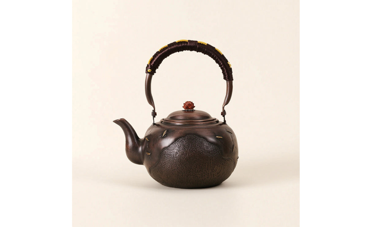 Copper Kettle Handmade Kettle with Wrapped Handle Dark Bronze for Tea Lovers, Collectors, Kitchen