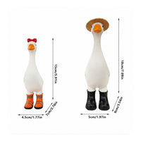Tabletop Resin Goose Figurines Whimsical Goose Figurines with Boots Decorative Resin Bird Statues Farmhouse for Shelf, Entryway, Vanity, Bathroom Counter