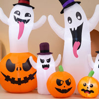 5 Pieces Lighted Halloween Inflatable Giant Inflatable Ghosts Funny Ghost with Hat Adorable for Porch