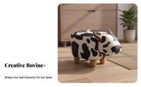 Creature Shape Cow-Shaped Ottoman doubleUse Seat and Decoration Shoe-Changing Bench Multi-Functional Footstool Soft Upholstery for Adults, Home Decorators, Parents, Living Room, Entryway, Bedroom, Playroom
