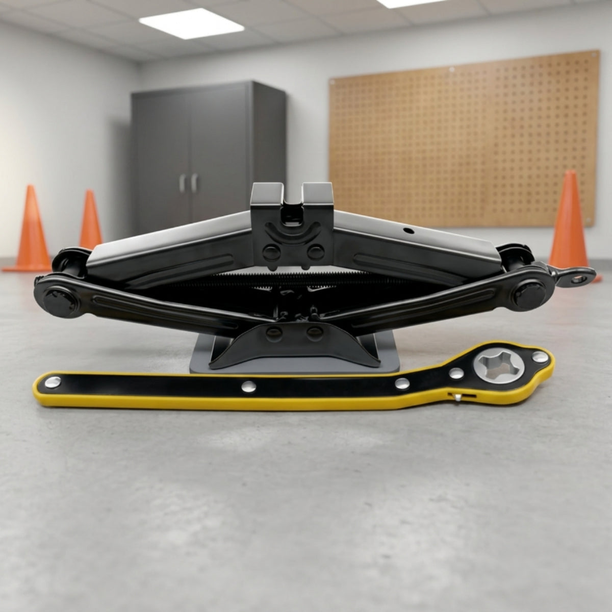 Labor-Saving Lift Heavy Duty Lift Hand Crank Long-Lasting Steel Construction Portable Car Lift Easy to Use for Roadside Emergency, Garage