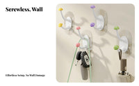 Punch-No-Drill Toadstool Wall Hook No Drill Installation Wall Hook Traceless Decorative Key Holder Easy to Install for Children, Renters