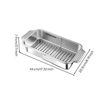 Telescoping Expandable Sink Basket Stainless Steel Colander with Handles Food Safe over the Sink Strainer Heavy Duty for Apartment Kitchen