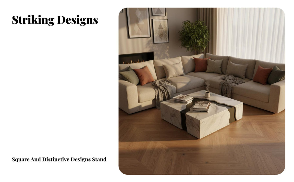 Split-Design Block Table Italian Aesthetic Living Room Furniture Luxury Design for Homeowners, Apartment Dwellers, Reception Area, Home