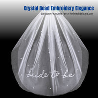 European Style Bridal Veil, Double Tier Bead Embroidery, Crystal Border, Iron Comb, Wedding Party Accessory