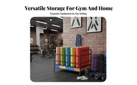 Large Capacity Exercise Mat Storage Rack Multi-Tier Design Rolling Exercise Mat Cart Space Saving Workout Equipment Storage Cart Sturdy Metal Frame for Gyms
