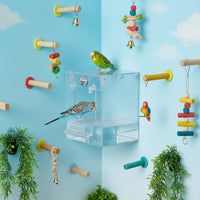 Easy to Install Bird Bathing Box Safe Plastic Transparent Bird Bath Pet Supply for Parakeets