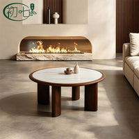 Mid-Century Modern Round Coffee Table with Storage