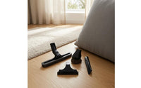 4 Pieces Black Plastic Vacuum Brush Attachment Kit Wide Bristle Edge Vacuum Nozzle Kit Round Bristles Floor Brush Attachment Slim for Textile Surfaces, Narrow Gaps, Corner Cleaning