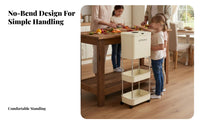 Kitchen Trash Can with Shelves Wet-Dry Separation Rolling Kitchen Cart Large Capacity Rolling Utility Cart for Pantry, Lavatory