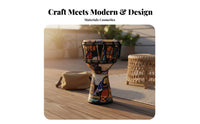 Lightweight 8.5 Inch Djembe Portable Djembe Deep Echo Percussion Instrument Rope Tuned for Travelers, Music Lovers, Stage Performance, Performances, Festivals, Outdoor Gathering