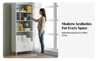 Minimalist Design Floor-Standing bookshelf with Drawers Multi-Tier Shelving bookshelf Space-Saving Design Storage Furniture Easy to Assemble for Students, Renters, Homeowners, Bedroom, Study Room, Home Office, Small areas