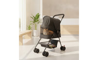 Foldable Pet Stroller with Cup Holder Breathable Pet Stroller with Storage Basket Lightweight Collapsible for Small Dogs, Cats, Outdoor Walks, Travel