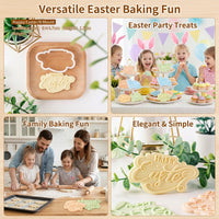 Happy Easter Cookie Stamp Food Easter Theme Cookie Biscuit Press Reusable 3D Biscuit Stamp for Home Cooks, Parents, Holiday Celebrations, Bakery
