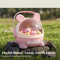 40 Pieces Cute Press-and-Bounce Rabbit Toy Cartoon-Style Bunny Storage Box Clear Window Bunny-Shaped Play Set Hard-Shell