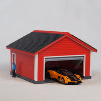 Roll-up Door 1/64 Garage Diorama Pitched Roof Miniature Garage Model Ribbed Texture