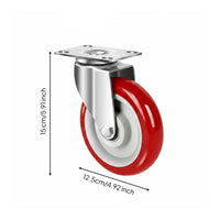 Quiet Operation Polyurethane Swivel Wheels No Noise Polyurethane Trolley Wheel Wear Resistant Swivel Caster with Brake 360 Degree Rotation for Industrial, Garage