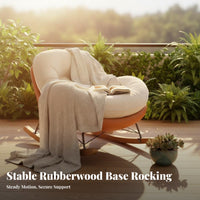 Ergonomic Design Eggshell Rocking Chair Stable and Safe Rocker Luxurious Cushioning Household Furniture Wide Seat for Homeowners, Book Lovers, Living Room, Balcony, Reading Nook, Leisure Area