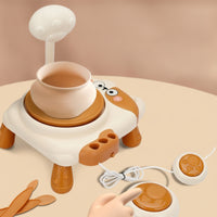 Cat-Shaped Electric Pottery Wheel Cartoon Pottery Wheel Kit Integrated Toy Complete for Home