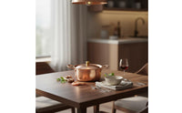 Small Copper Pot European Style Single Person Induction Pot Personal Size Copper Stockpot with Lid for Dining Table, Kitchen