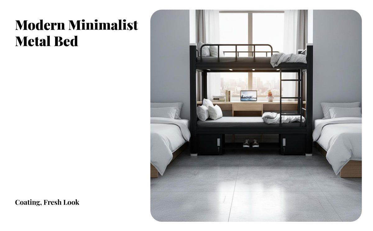 Steel Bunk Bed High Weight Capacity Dormitory Bed Full-Length Guardrail Bedroom Furniture for Students, Adults Quarters, Dorm Room, Hostel