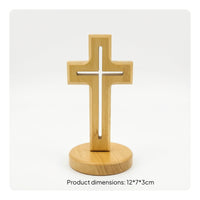Wooden Cross with Base Freestanding Wooden Cross with Stand Natural Wood Religious for Prayer Corner, Desk