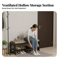 Vintage design paddinged Bench with Shoe Shelves long-lasting Metal Frame Upholstered Shoe Changing Rack Multi-Tier Storage Hallway Seat High-Resilience Sponge for Apartment Dwellers, Families, Homeowners, Entryway, Living Room, Mudroom, Bedroom