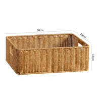 Braided Container Basket with Handles Open-Top Rectangular Organizer Basket for Closet